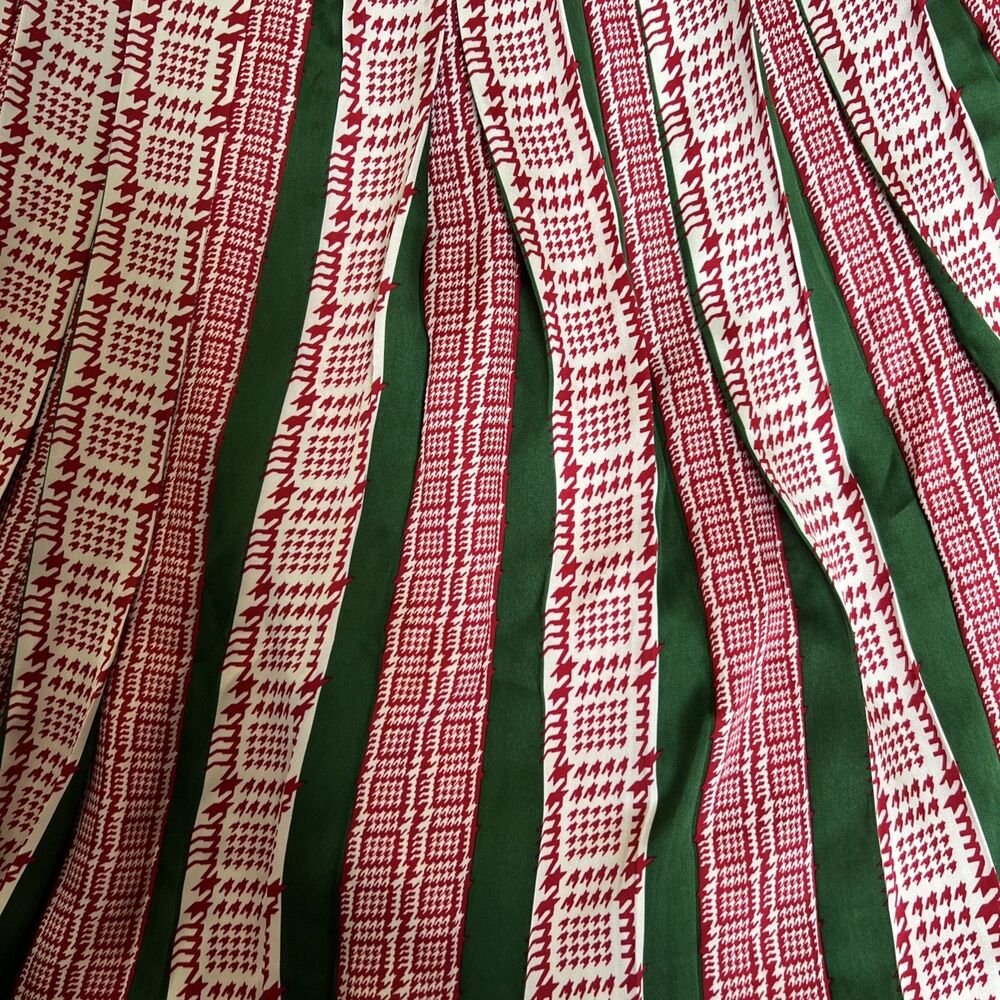 Women's Pleated Midi Skirt Size Large, Green, Red